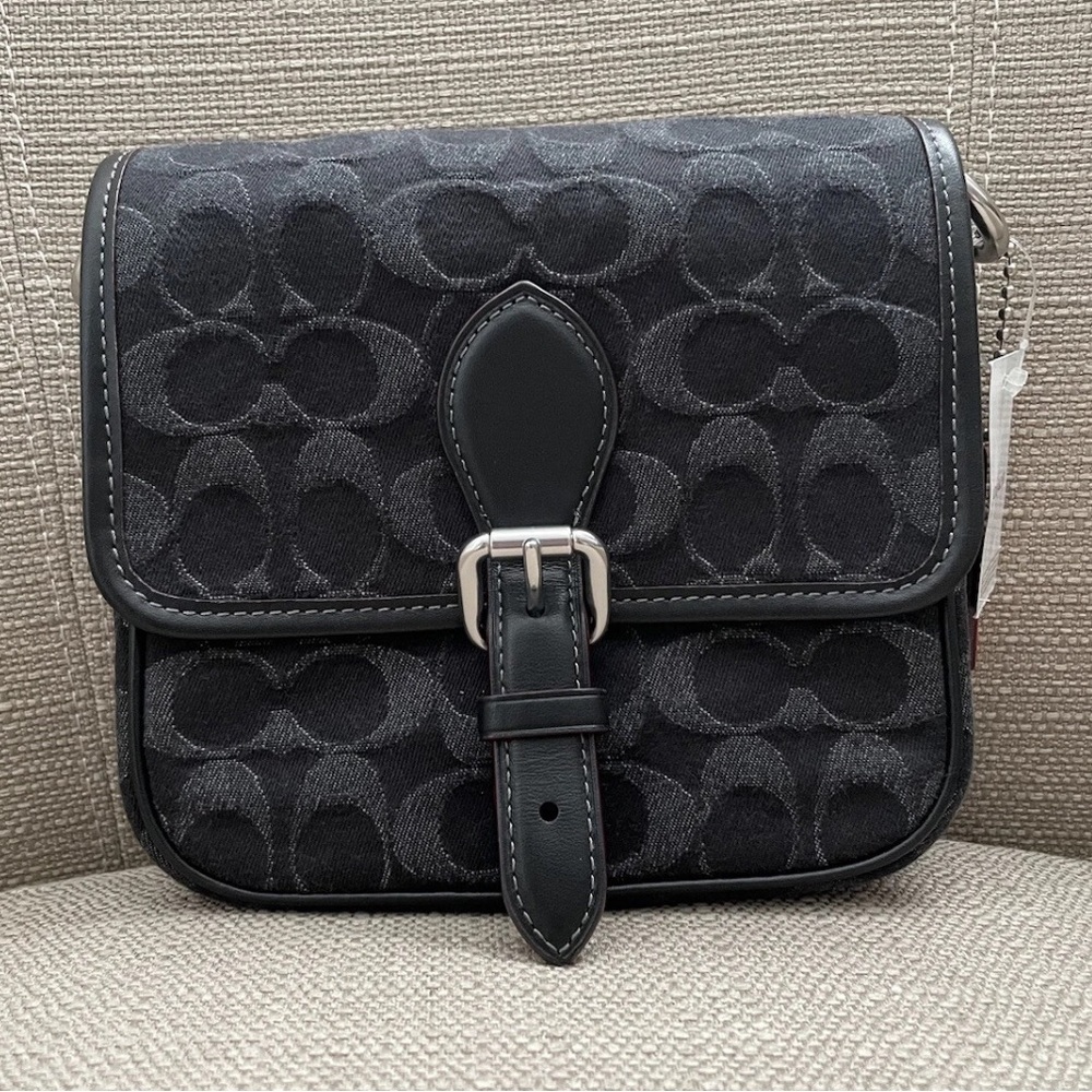 Coach Frankie Crossbody 18 In Signature Black Denim New With tags